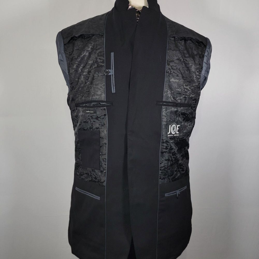 Joseph Abboud Mens Sport Coat Blazer Two Button Black Twill Super 120s Wool 44XL - Picture 13 of 16